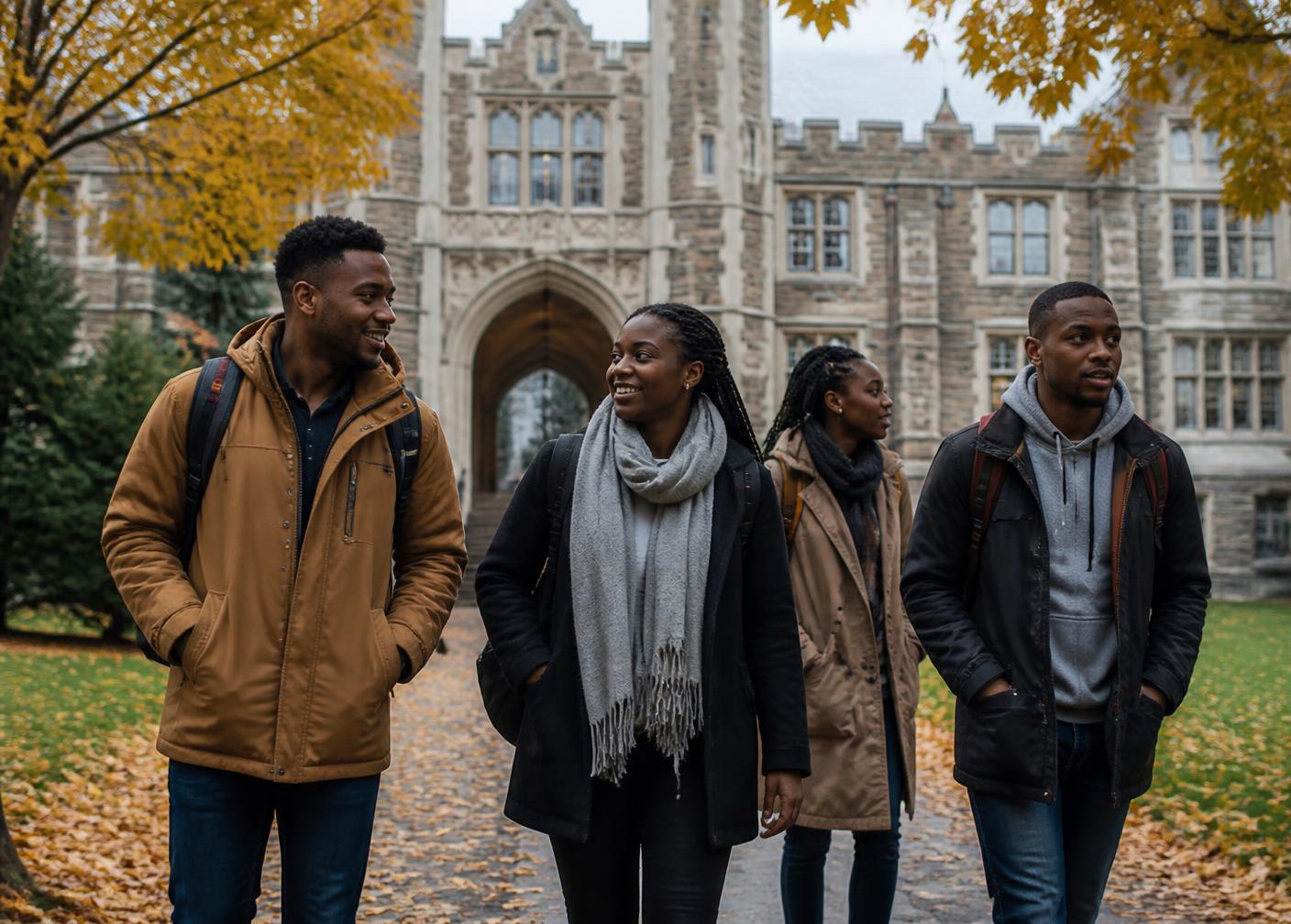 Students in front of a university building